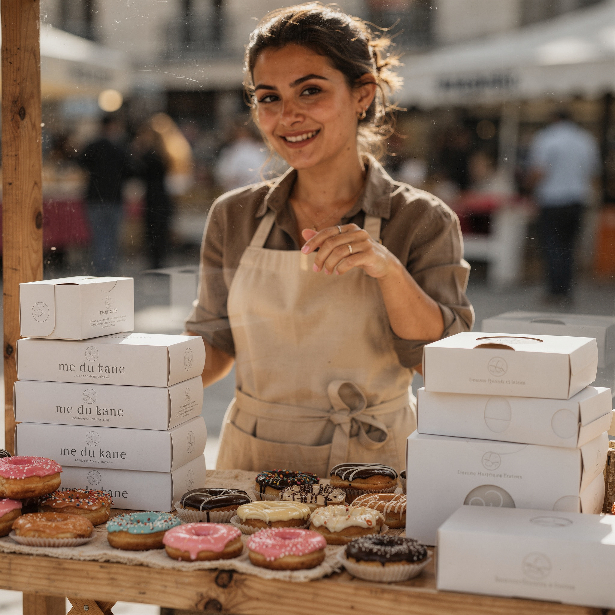 Vendeuse de donuts souriante